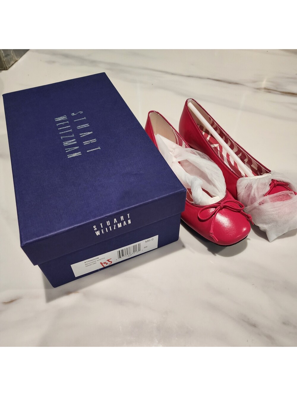 New Stuart Weitzman Stringon Begonia Pink Nappa Leather Ballet Flats Size 6 - Picture 4 of 10